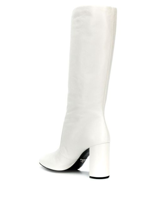 Prada Leather Calf Leg Boots in White - Save 25% - Lyst