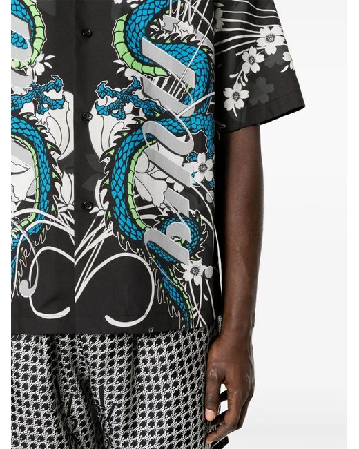 Amiri Multicolor Dragon Cotton Bowling Shirt for men