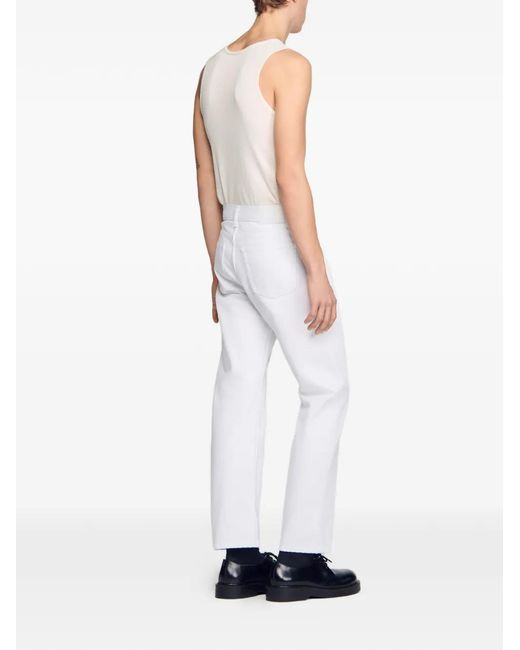 Sandro White Regular Raw Jeans for men