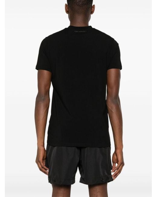 メンズ Karl Lagerfeld ロゴ Tシャツ Black