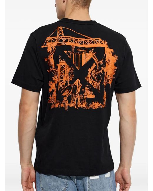 Off-White c/o Virgil Abloh Black Logo-Print Cotton T-Shirt for men