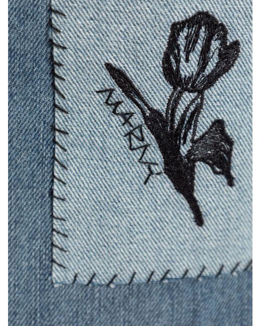 Jupe Mi-Longue En Jean À Fleurs Brodées Marni en coloris Blue