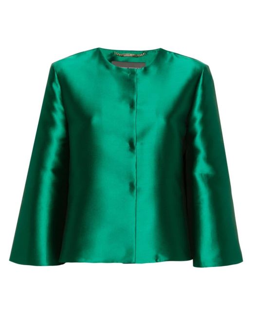 Alberta Ferretti Green Mikado Wide-sleeves Jacket