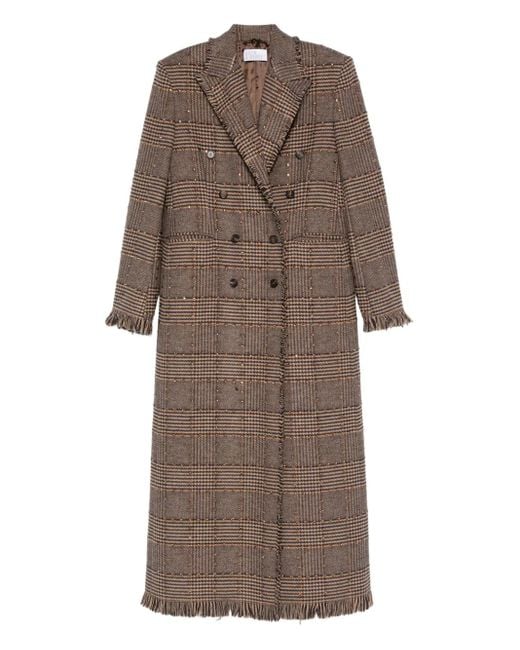 Abrigo a cuadros con doble botonadura GIUSEPPE DI MORABITO de color Brown