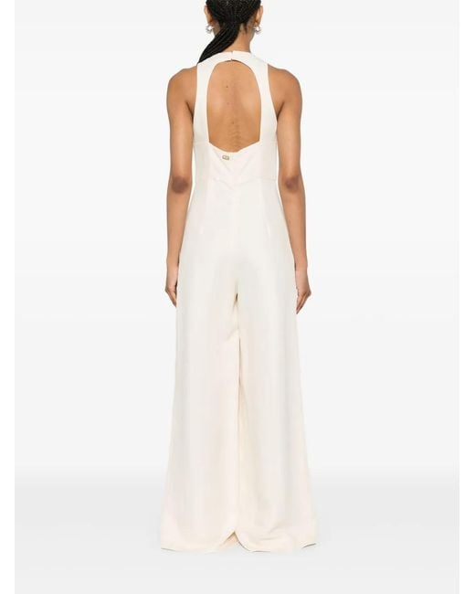 Twinset White Slub-Texture Jumpsuit