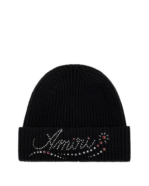 Amiri Black Embellished Beanie Hat for men