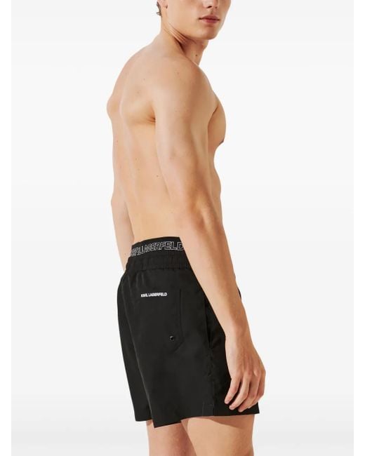 メンズ Karl Lagerfeld Ikon トランクス水着 Black