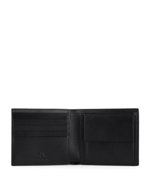 ARMANI EXCHANGE Black Logo-Stamp Wallet & Keyring Set for men