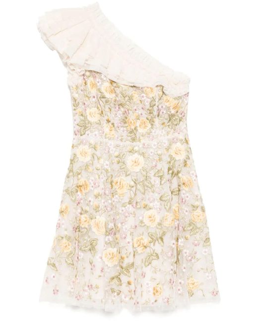 Needle & Thread Florine ワンショルダーミニドレス Natural