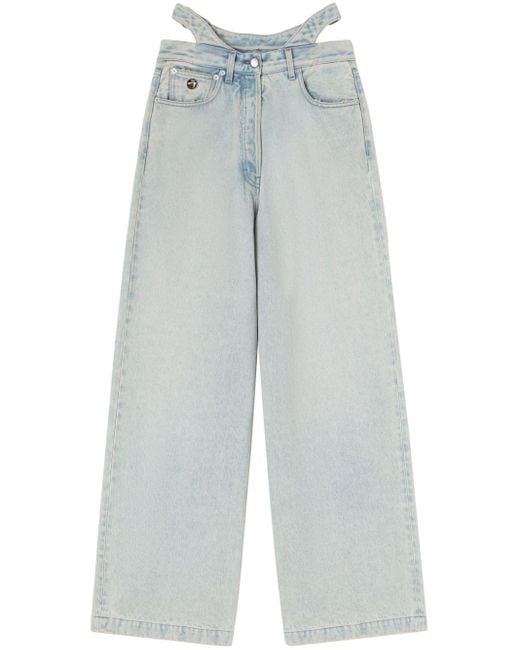 Ambush Blue Cut-out Wide-leg Jeans