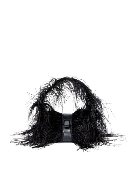 Proenza Schouler Black Park Feather Shoulder Bag - Women's - Ostrich Feather/nylon/lamb Skin