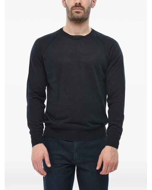 HUGO Black Lightweight-Knit Raglan-Sleeve Sweater for men