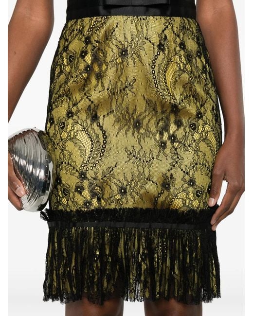 Gemy Maalouf Green Floral-Lace Minidress