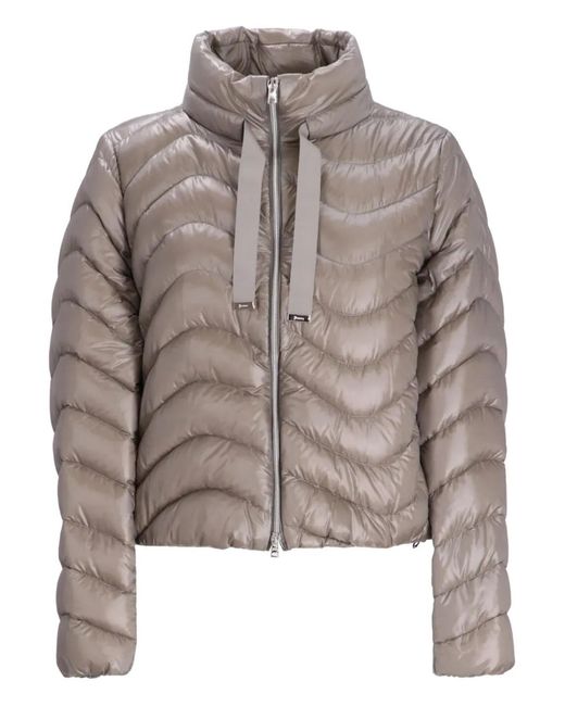 Herno Gray Quilted Mock-Neck Jacket