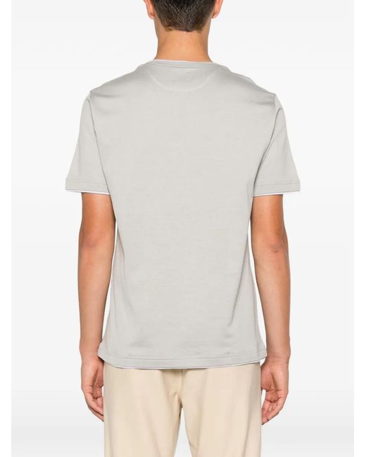 Eleventy White Contrast-Trim Short-Sleeve T-Shirt for men
