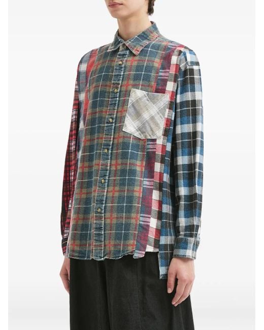 Needles Blue Patchwork Panelled Shirt for men