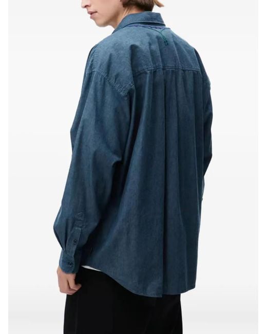 Neighborhood Blue Embroidered-Rosary Cotton Shirt for men