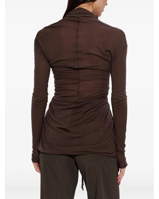 Rick Owens Brown Draped V-Neck Top