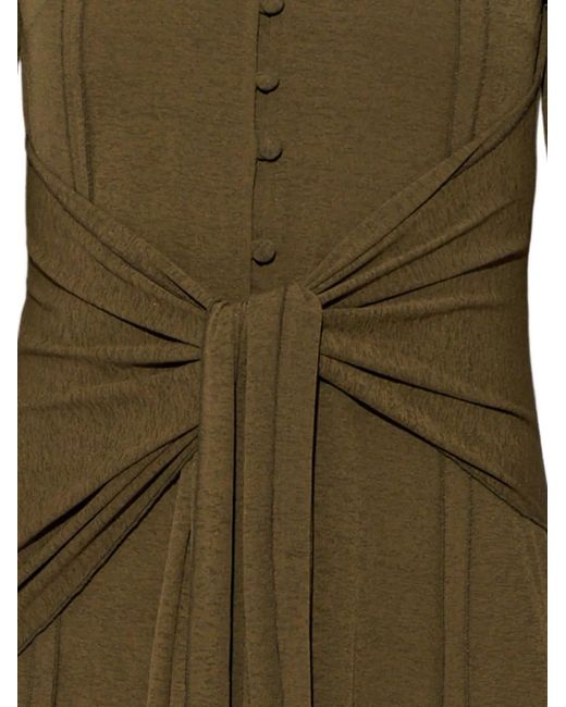 Ganni Green Tie-Waist Button-Down Maxi Dress