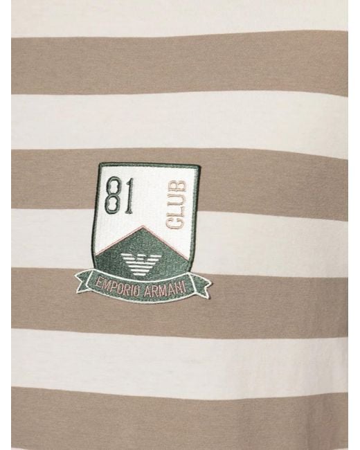 Emporio Armani White T-Shirt Rayé À Patch Logo for men