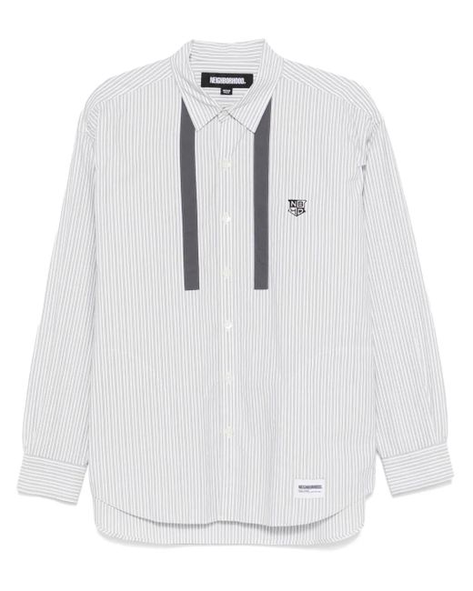 Camicia A Maniche Lunghe Con Collo Lavallière di Neighborhood in White da Uomo