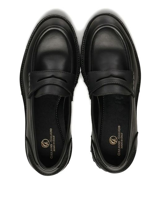 Giuliano Galiano Black Kobra Lug-Sole Loafers for men
