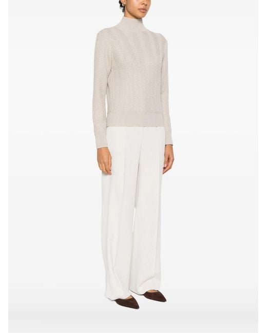 Herno White High-Neck Textured Sweater