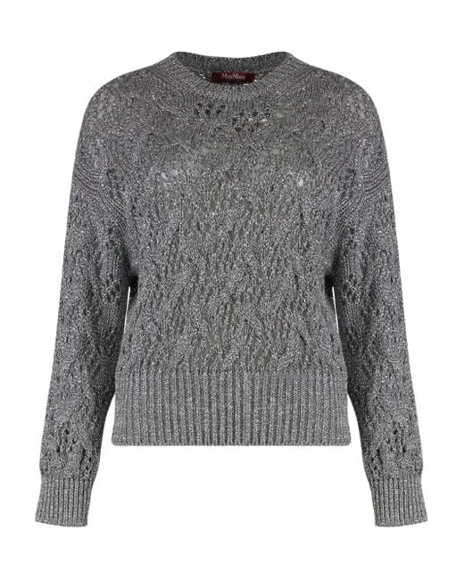 Max Mara Gray Pilade Pullover aus Lurex