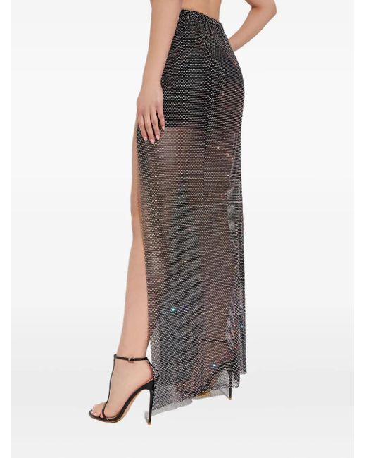 Santa Brands Black Crystal-Embellished Slit Maxi Skirt