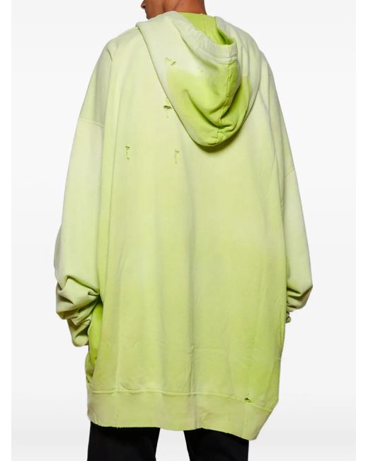 Maison Mihara Yasuhiro Green Distressed Zip-Up Hoodie for men