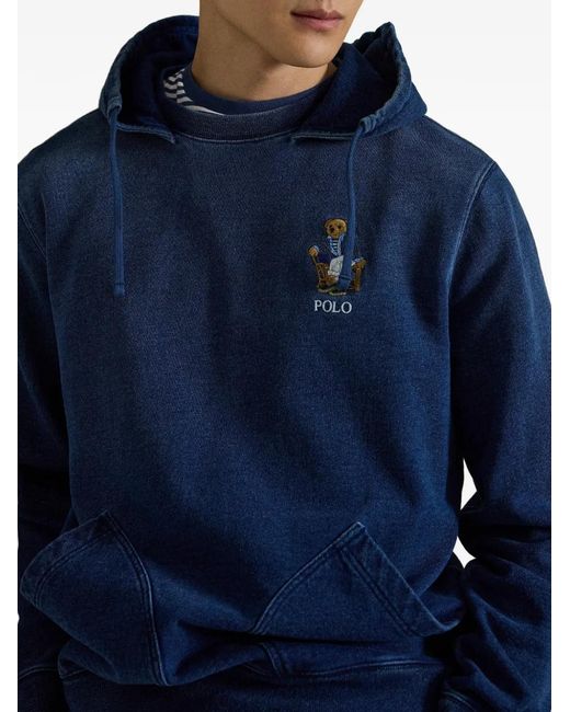 Polo Ralph Lauren Blue Logo-Embroidered Hoodie for men
