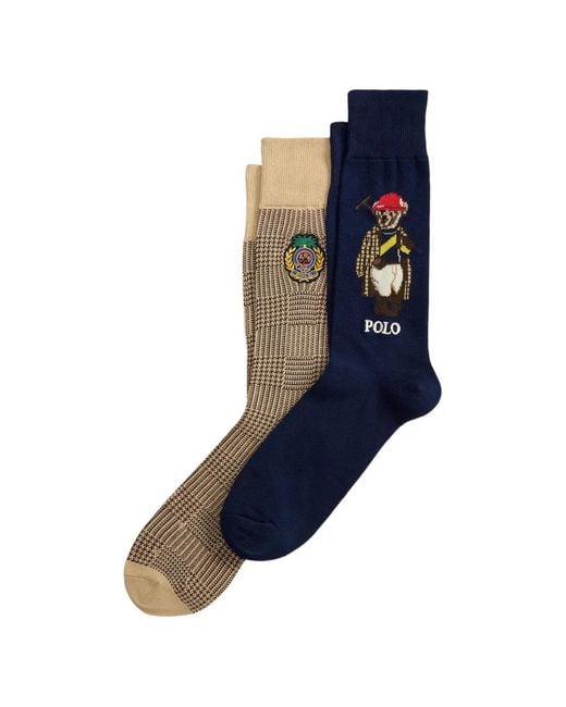 Polo Ralph Lauren Blue Polo Bear Logo-Detail Socks (Pack Of Two) for men