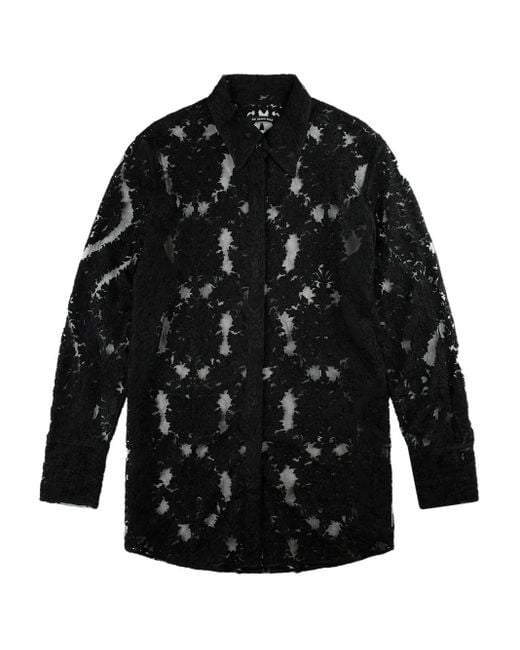 Song For The Mute Black Lace-Patterned Shirt
