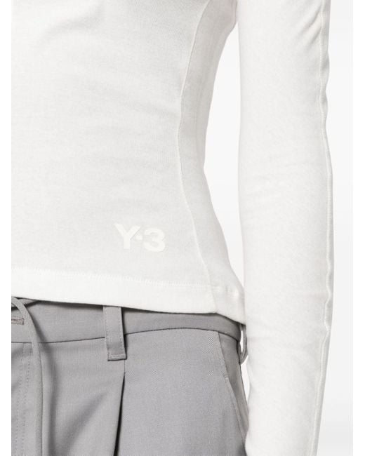 Y-3 White Logo-print Cotton T-shirt