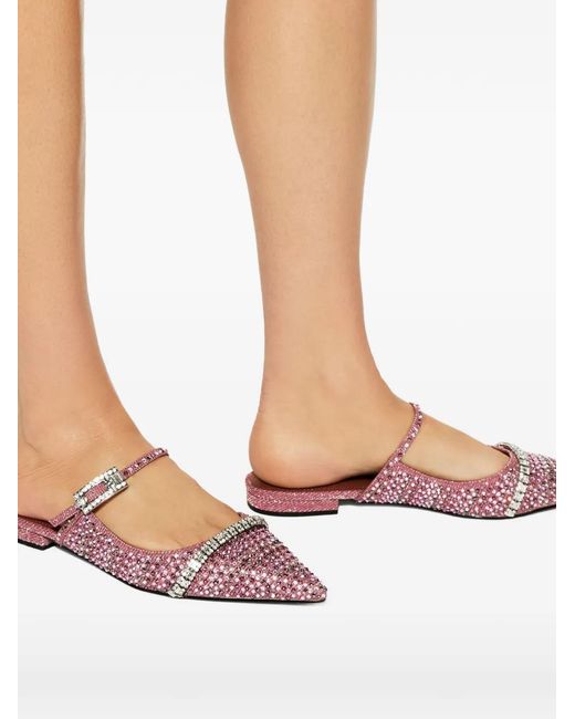Kurt Geiger Pink Crystal Buckle Flat Mules