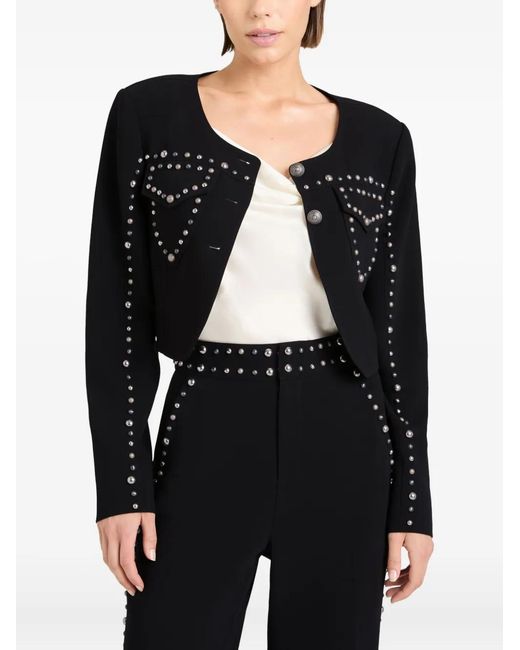 Cinq À Sept Black Olga Studded Cropped Jacket