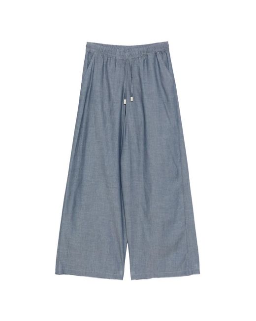 Fedeli Blue Cotton Trousers0
