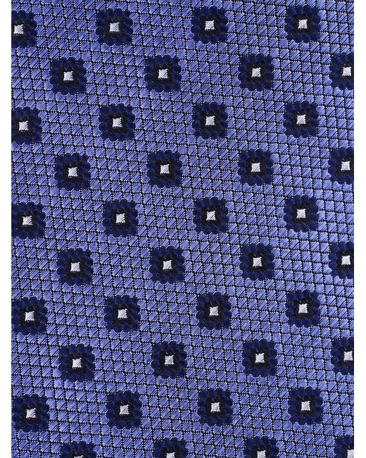Zegna Blue Geometric-Pattern Tie for men