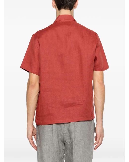 Alpha Studio Red Short-Sleeve Buttoned Shirt for men