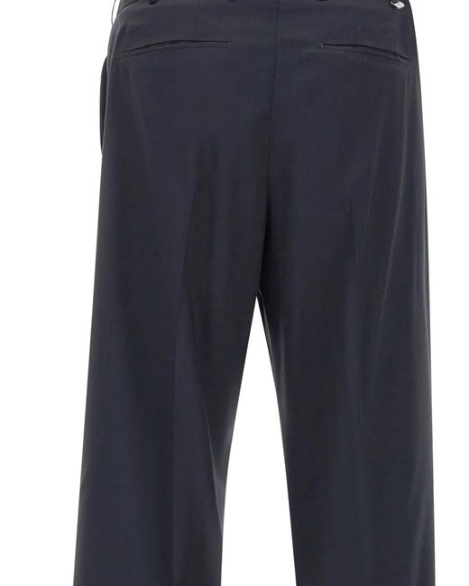 PT Torino Blue Quindici Crease Tailored Virgin Wool Trousers for men