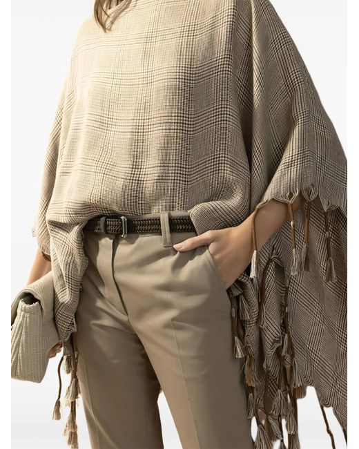 Brunello Cucinelli Natural Pantalon Cigarette À Fermeture Dissimulée