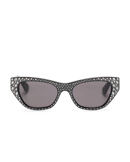Alexander McQueen Gray Rhinestone-embellished Cat-eye Sunglasses