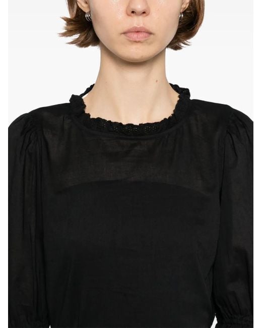 To b. by agnès b. スカラップレース ブラウス Black
