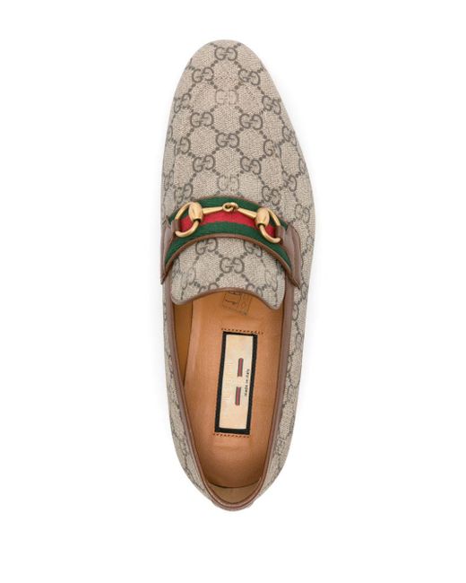 Gucci Gray Paride Web Stripe-embellished Canvas Loafers for men