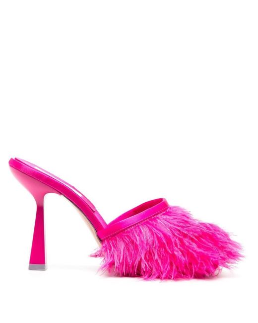 pink feather mules