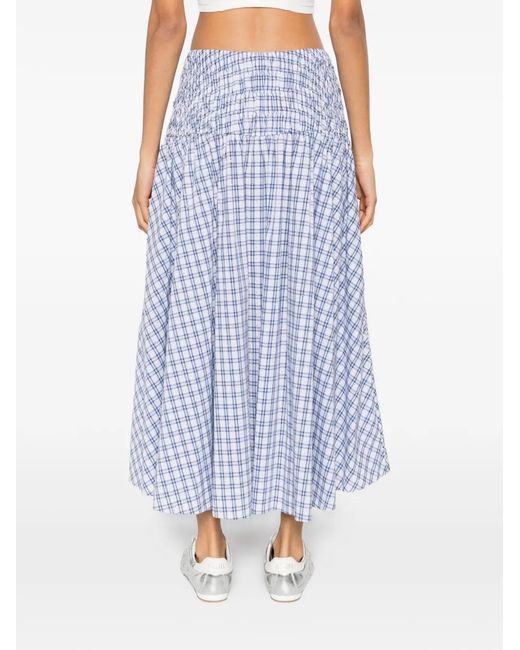 Maje Blue Rhinestone Cotton Maxi Skirt