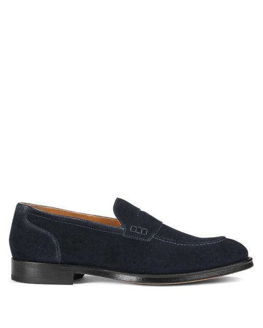 Doucal's Blue Suede Loafers for men
