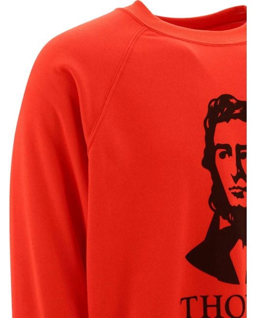 Mountain Research. Red Thoreau-Print Raglan-Sleeves Sweatshirt for men