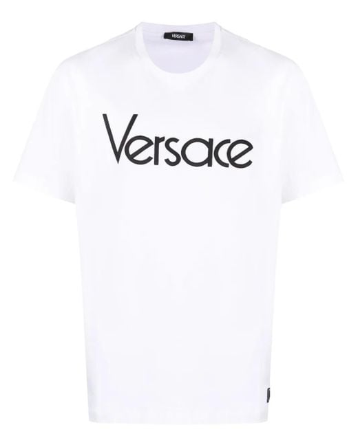 T-shirt en coton imprimé logo Versace pour homme en coloris White