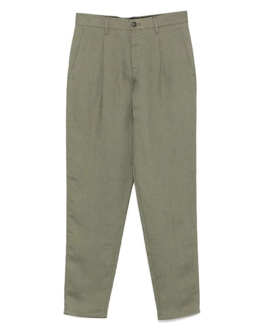Canali Green Linen Trousers for men